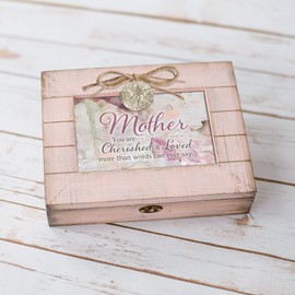 Cottage Garden Mother Cherished Loved Blush Pink Distressed Locket Music Box Plays Wind Beneath My Wings