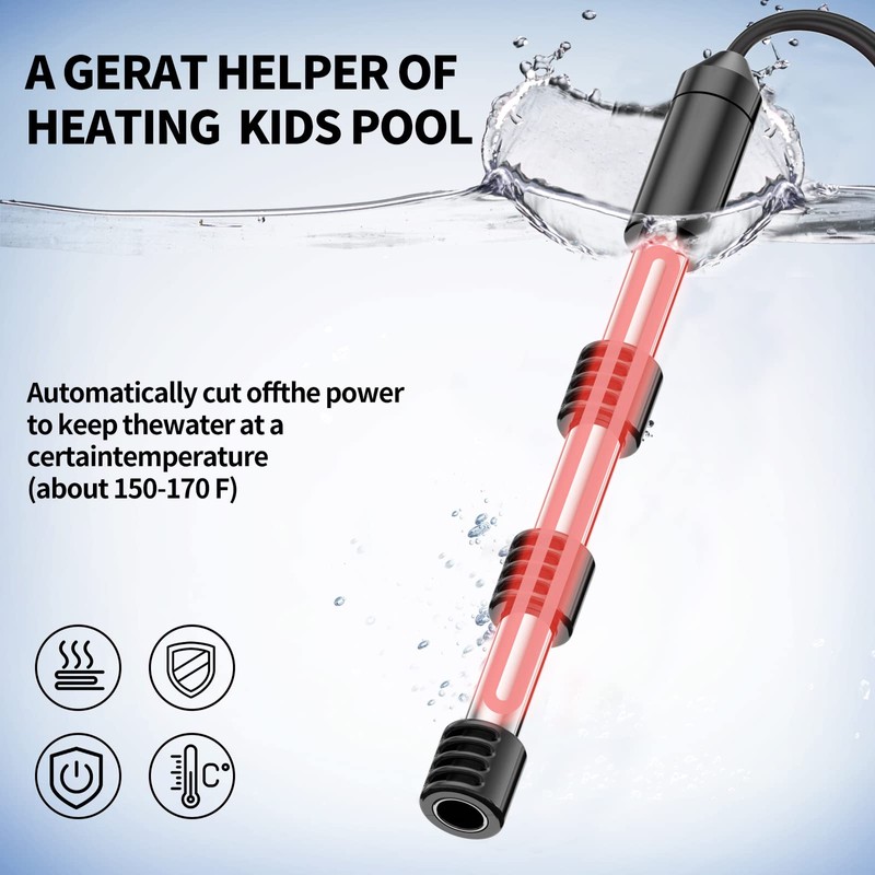 KNOEYR Fast Heating Immersion Water Heater Portable Pool Heater Submersible