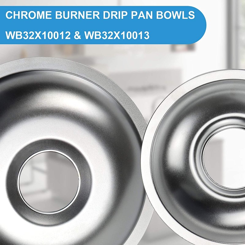 Burner Drip Bowl 2 Large 8'' WB32X10013 & 2 Small