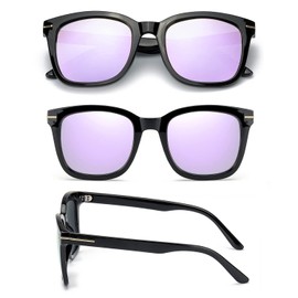 SIPHEW Square Mirrored Sunglasses for Women/Men, Fashion Polarzied Sunglasses with UV400 Protection
