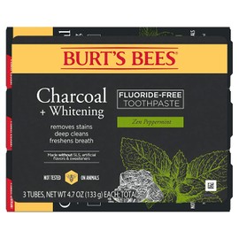 Burt's Bees Toothpaste, Natural Flavor, Charcoal Fluoride-Free Toothpaste, Zen Peppermint, 4.7 oz, Pack of 3