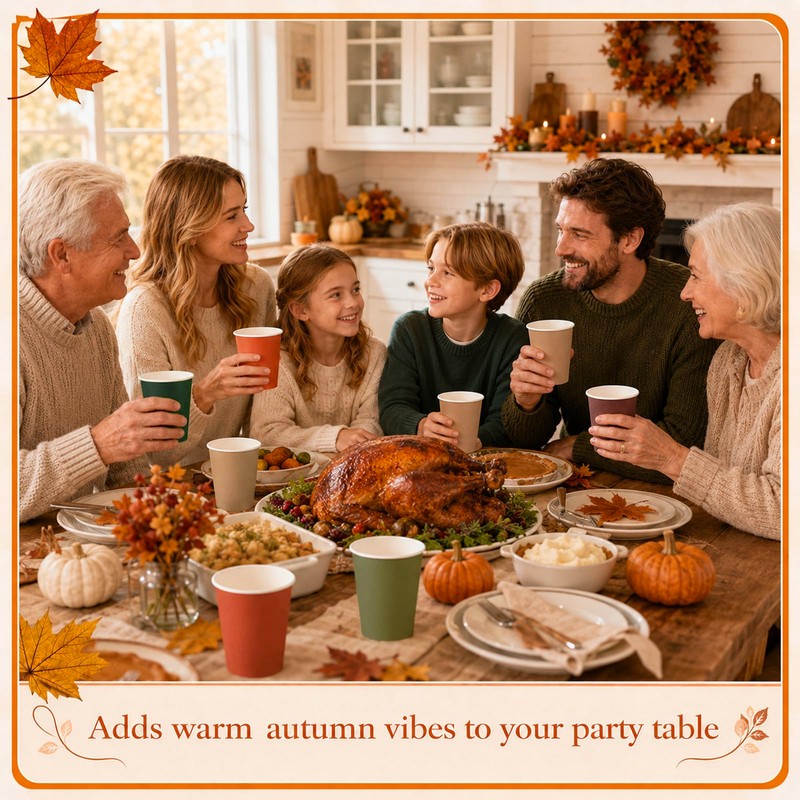 Fall Color Paper Cups 9 Oz Disposable Drinking Cups 60
