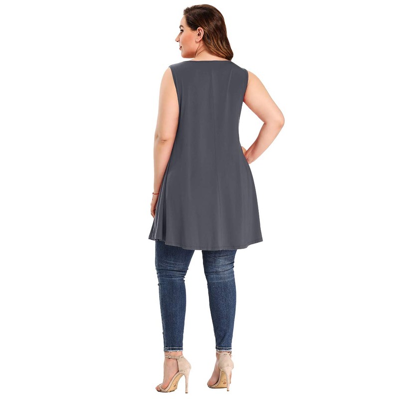 LARACE Camisetas sin mangas para mujer, estilo túnica con botones,