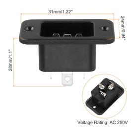 uxcell C20 Panel Mount Plug Adapter AC 250V 16A 3 Pins IEC Inlet Module Plug Power Connector Socket Straight 6Pcs