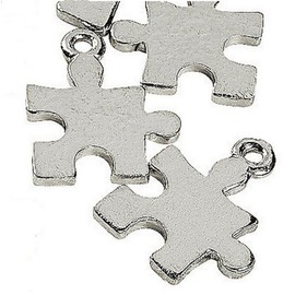 20 Puzzle Piece Charms Autism Asperger Syndrome Awareness 5/8 inch 17mm by Charmed By Dragons