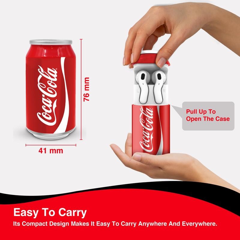 Coca-Cola Wireless Earbuds with Can Shaped Charging Case - Color: