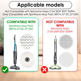 (12 Pack) 3897A Replacement Mop Pads Compatible with Bissell SpinWave SmartSteam Scrubbing Steam Mop 3897A 3712C 3712W, Spinning Scrubbing Mop Pads, Heavy Duty Scrubby Mopping Pad, Wave Pattern Pads