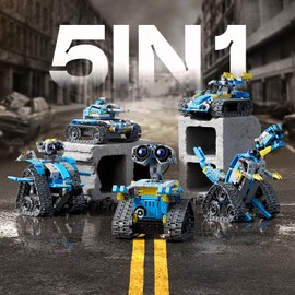 VEPOWER 5in1 STEM Robot Building Set for Kids, Remote & App Controlled Wall Robot Educational Coding Creator Technic Toys, Creative Gifts for Boys Girls Aged 6 7 8-13 (488 Pieces)