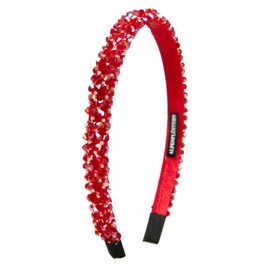 Alpenflüstern ADV150 Women's Costume Headband Glitter Beads Slim Hair Band Non-Slip for Dirndl (Red)