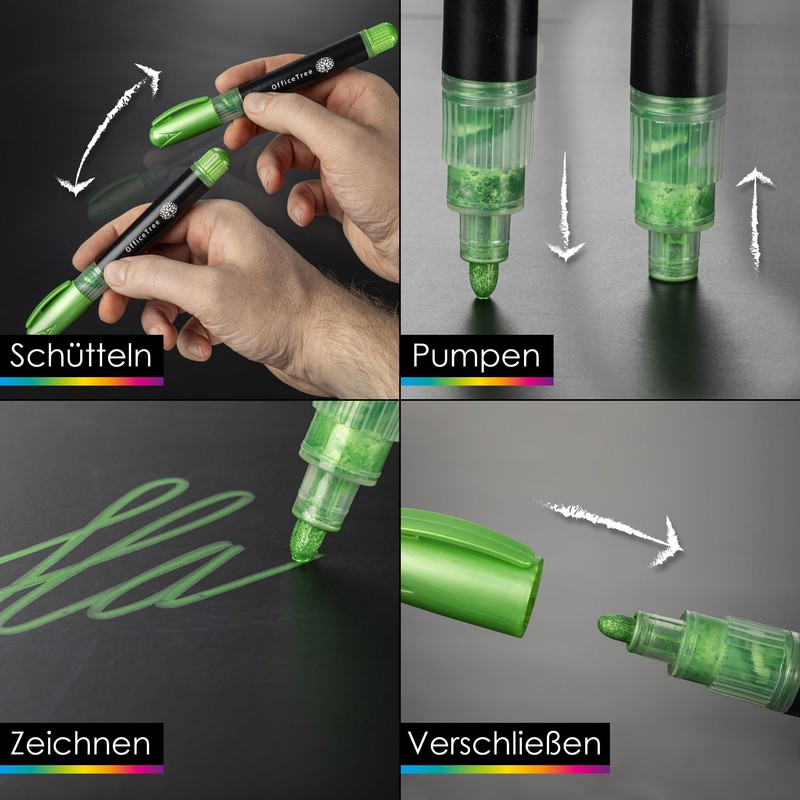 OfficeTree 8 x Metallic Chalk Markers - 1 mm to