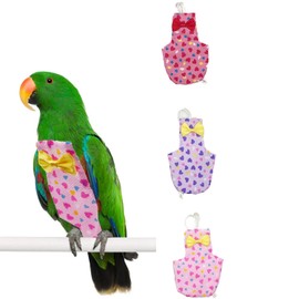 3 PCS Cute Birds Suit Parrots Holiday Reusable Heart Pattern Decoration Pet Bird Clothes 2 Sizes for Parrot Pet Chicks