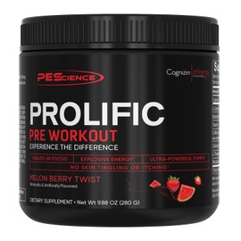 PEScience Prolific Pre Workout, Melon Berry Twist, 40 Scoops, Energy Supplement with Nitric Oxide