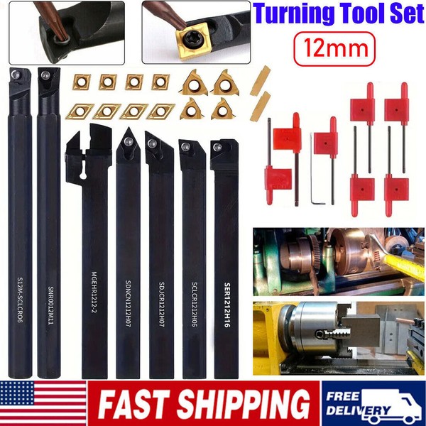 Unbranded 21PCS 1/2"/12mm Shank Indexable Carbide Lathe Turning Insert Tool