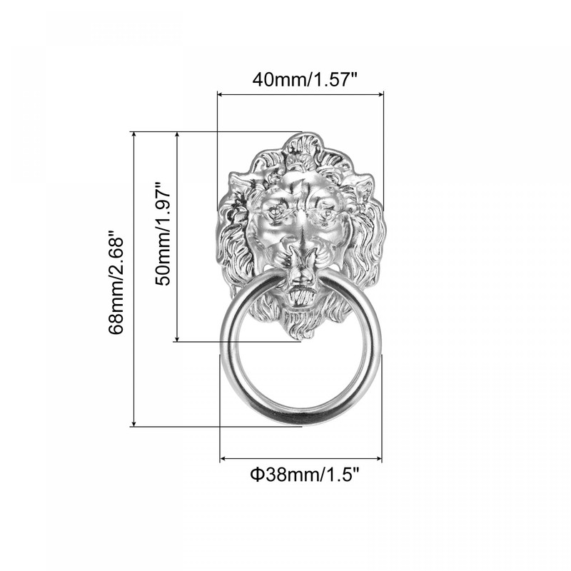 sourcing map 4Pcs Lion Head Pulls Knob 1.57" x 2.68"