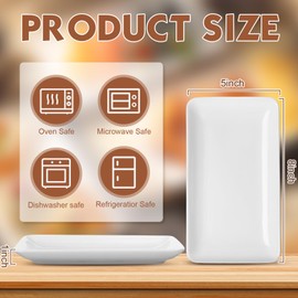 Irenare 20 Pcs 8 Inch Rectangular Salad Plates White Rectangular Porcelain Dessert Plates Appetizer Serving Tray Porcelain Platters for Fruit Sushi Dinner Parties, Microwave, Oven Safe