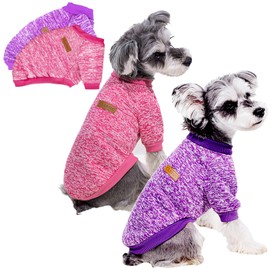 2 Pack Dog Sweaters for Small Dogs - Warm Winter Puppy Sweaters Cute Soft Dog Clothes Outfit Pet Costume for Boy Girl Doggie, Cat, Bulldog Pug Yorkie Kitten Chihuahua