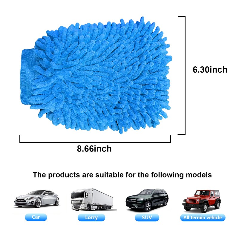 Ziciner Premium Microfiber Wash Mitt, Soft Scratch-Free Double-Sided Chenille Washing