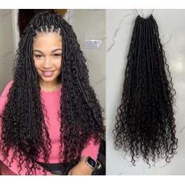 Tupicon Crochet Boho Locs Braiding Hair With Human Hair Curls Boho Dreadlocks Goddess Locs Crochet Hair with Curly Ends Faux Crochet Soft Locs Box Braids For Black Women 22inch 24 Strands(1 Pack)
