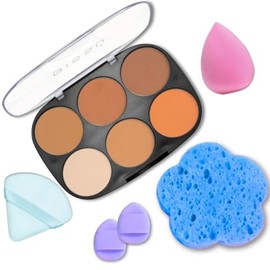 Kit de maquillaje Bissú Contour Palette  1 palicador  2 Aplicadores Dedos  esponja de maquillaje  esponja exfoliante (3 modelos) (03 Bronceado)       