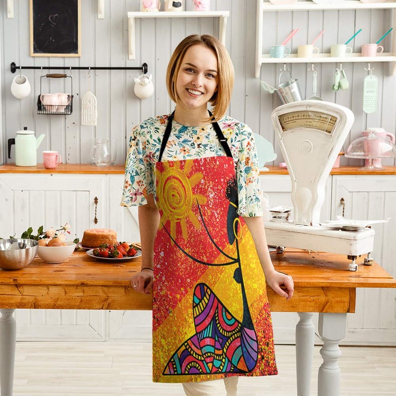 HGOD DESIGNS African Girl Kitchen Apron,Abstract African Girl Holds The