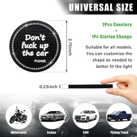 Ziciner 2 Pack Bling Car Cup Holder Coaster, 2.75 Inch Anti-Slip Auto Insert Cup Coaster, Crystal Car Drink Cup Mat Perfect for Women Girls, Universal Interior Decor Accessories (Black)
