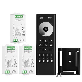 BTF-LIGHTING 5050SMD FCOB COB Dimming RF 2.4GHz Wireless Remote Control RC01RFB & 3PCS C01RF Tuya LED Controller Kit 4 Zones Group Control PWM Single Colour (+V -V) 2-Pin LED Strip DC5V DC12V DC24V