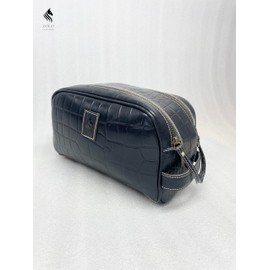 ZOLO LEATHERS LEATHER Toiletry Bag, Premium Genuine Leather Vintage Travel Shaving & Dopp Kit : for Toiletries, Cosmetics & More : Spacious Interior & Waterproof Lining : Compact, (croco Black)