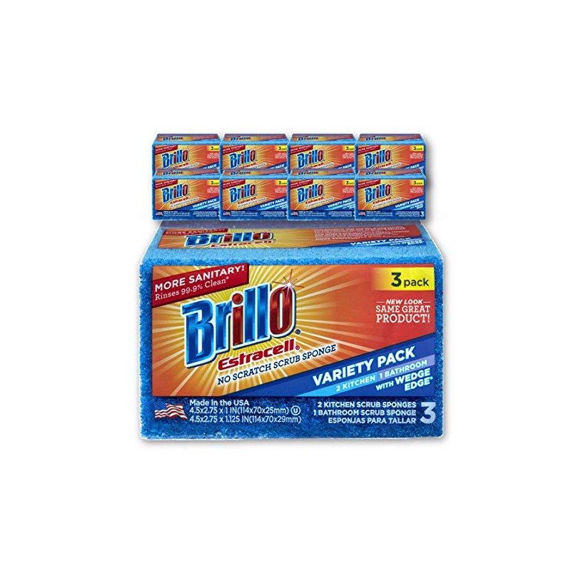 Brillo Estracell Sponges, Premium Long Lasting, Kitchen & Bathroom with