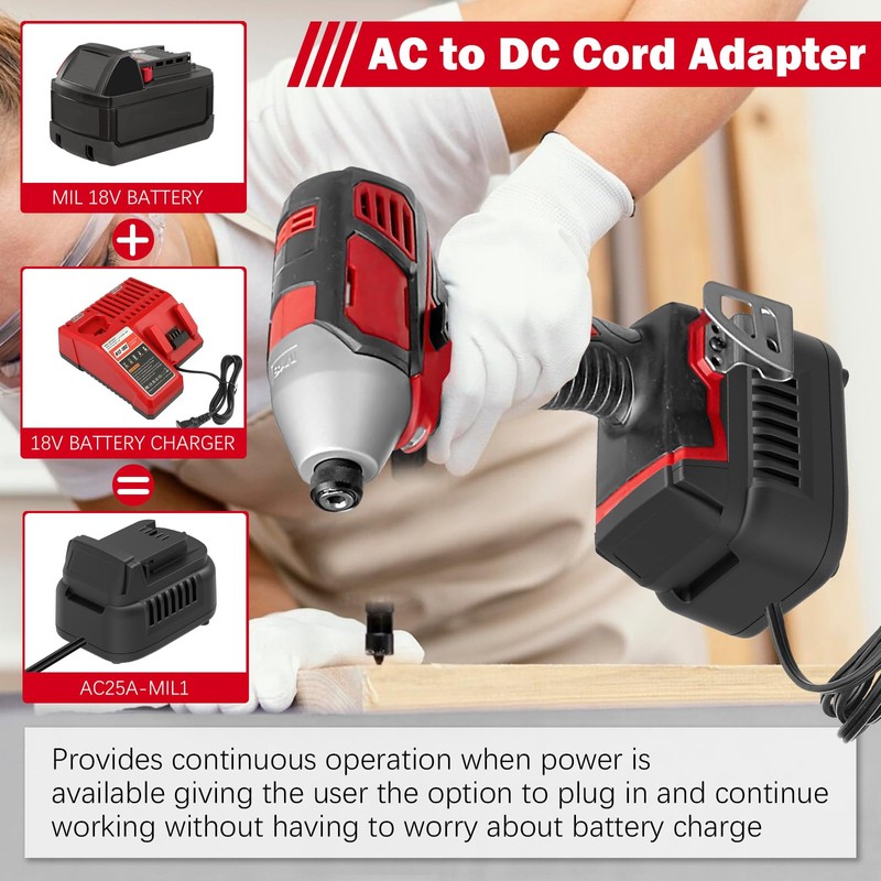 500W AC to DC Converter for Milwaukee M-18 18V Cordless