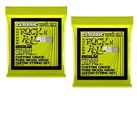 2 PACK Ernie Ball 2251 Classic Pure Nickel Slinky Electric Guitar Strings 10-46