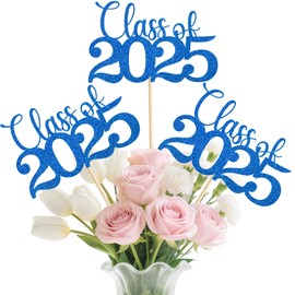 MSZWTDZX Graduation Decorations 2025, 20Pcs Class of 2025 Graduation Centerpieces for Tables, Blue Double-Sided Grad Table Centerpieces with Sticks, Grad Party Decoration Supplies