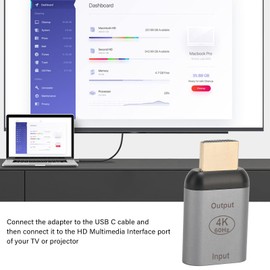 Pissente USB C to Adapter 4K Cable, USB Type C to Adapter 60HZ High Speed Type C to HD Multimedia Interface for PC Phone Tablet and More