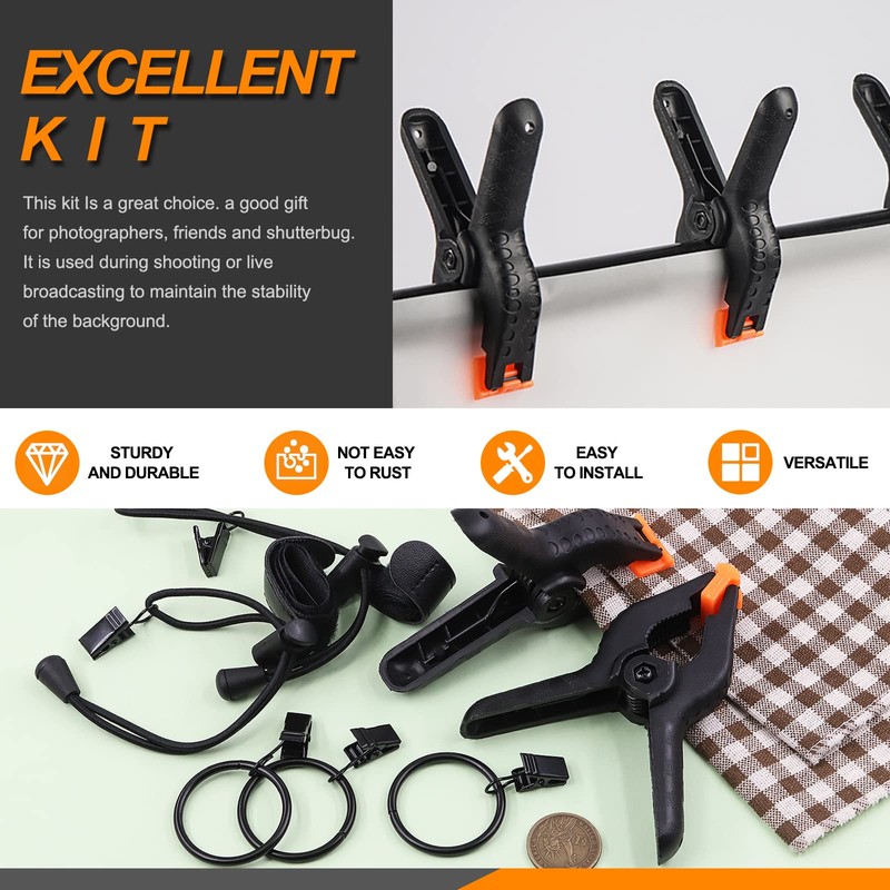 Rustark 22Pcs Backdrop Clips Clamps Elastic Photo Clips Holder Clips