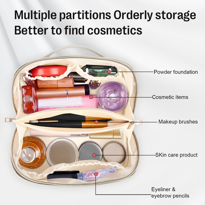 Large Capacity Travel Makeup Bag, Woven Leather Makeup Bag, Waterproof
