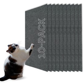 Alfombrilla para rascar para gatos (gris oscuro, paquete de 10), 23.6 x 11.8 pulgadas, versátil de repuesto autoadhesivo, fácil de usar para árboles de gatos, muebles de pared de gatos, postes