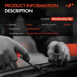 A-Premium 30PCS Nylon Door-Weatherstrip Retainers Clips Compatible with Honda Accord 1994-2002, Odyssey 1995-1998, Prelude 1997-2001 - For 2.9 mm Hole