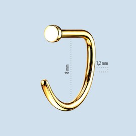 Stachelkleid Nose Piercing Titanium Ring Without Threadless Screw Bar Curved Hypoallergenic Lightweight One Piece, Titanium