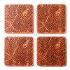 Bremen Map, Sapele Wood Coasters, Set of 4, City Map,