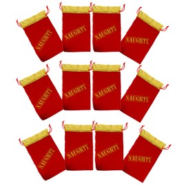 K-Kraft Christmas You've Been Naughty Velvet Stocking Gift Bags (12-Pack / 9 x 14)