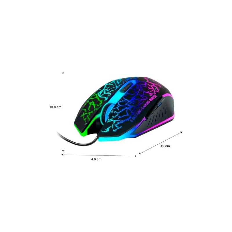 Green Leaf 18-8298 Mouse Gamer 6D Alambrico, 1000 a 1600