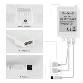 LED Remote Control IR Remote Control for RGB Strip Light Colour Changing LED Light Strip, DC 12 V