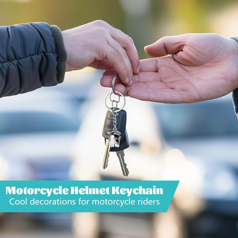 AOZUO Set of 2 Motorcycle Helmet Keyrings, Motorcyclist Gift Idea,