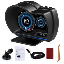 OBD2 Head Up Display for Car, HUD Speedometer for Car with OBD2 & GPS Digital Speedometer Dual System Car Speedometer MPH with Mileage, Water TEM, VLT, Mileage, Overspeed & Fatigue Driving Alarm, RPM