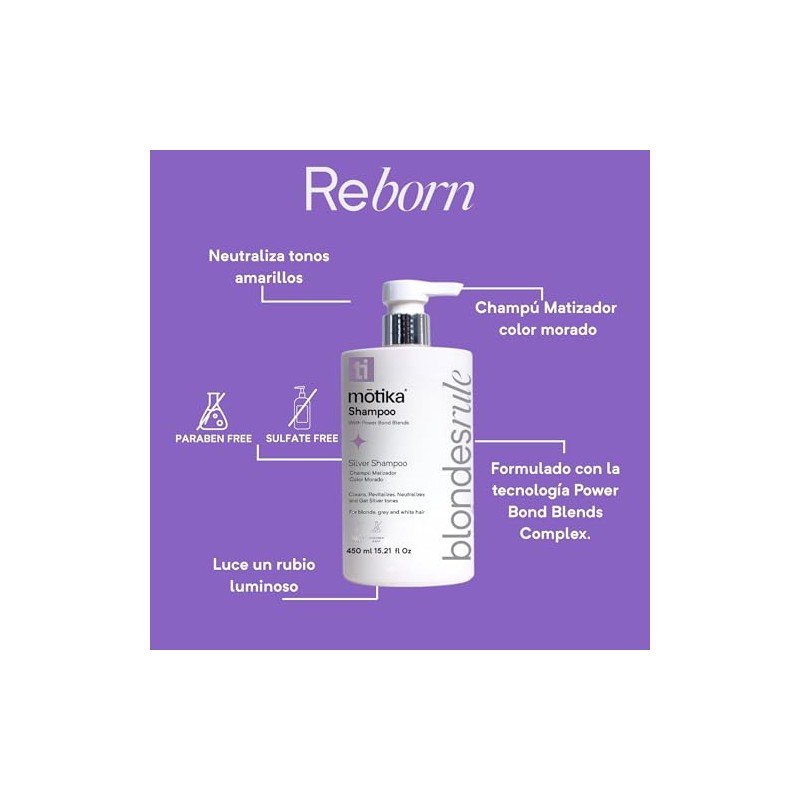 Motika Shampoo Morado - Matizador de Rubios Silver (450 ml)