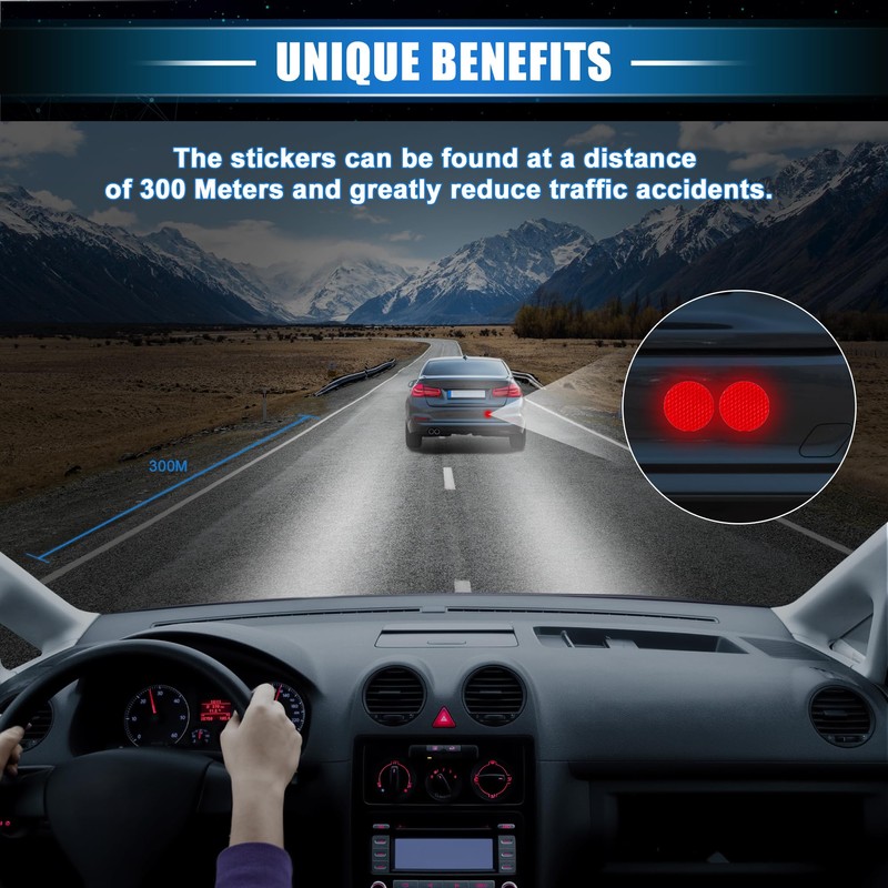 VekAuto 20 Pcs Reflective Stickers, Round Shape Universal for Cars
