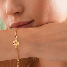 Long tiantian Birthstone Bracelets for women Birthstone Jewelry Gold Birth Flower Bracelet Birthstones By Months, Bracelet for 18th 21st 30th 40th 50th 60th 70th Birthday Jewelry Gifts