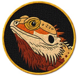 Bearded Dragon Patch for Clothes Pet Lizard Reptile – Embroidered Iron on Patch for Backpack Jacket - Fabric Patches for Clothes Souvenirs & Gifts for Animal Lovers ID45095