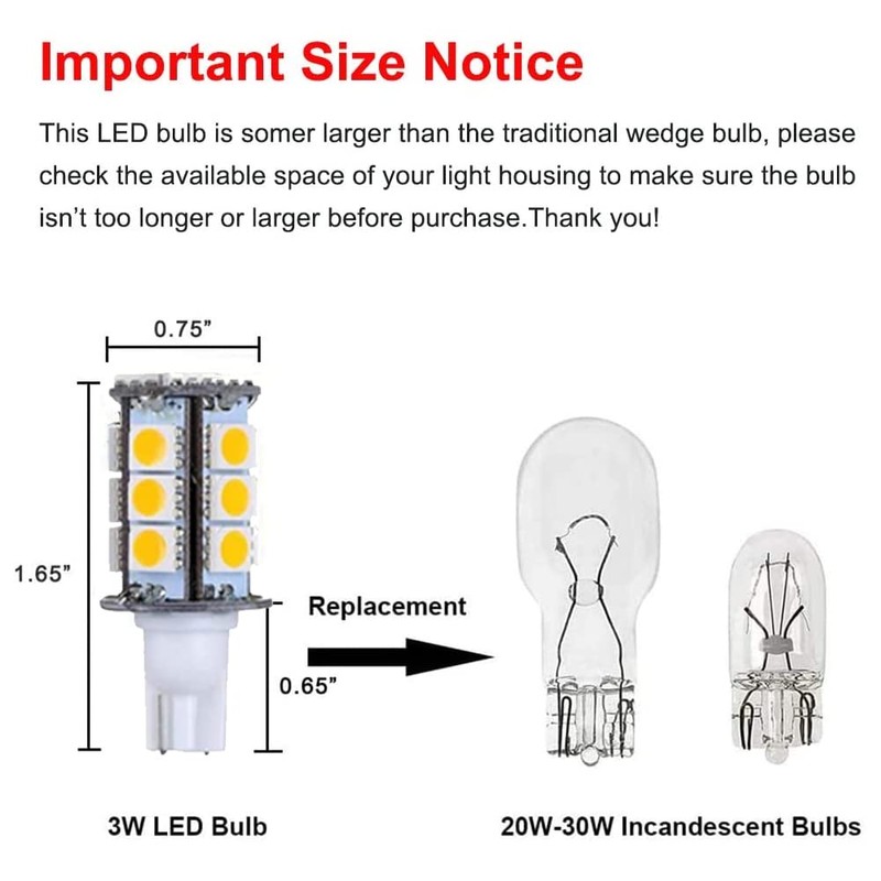 Makergroup T5 T10 921 194 Wedge Base LED Light Bulb