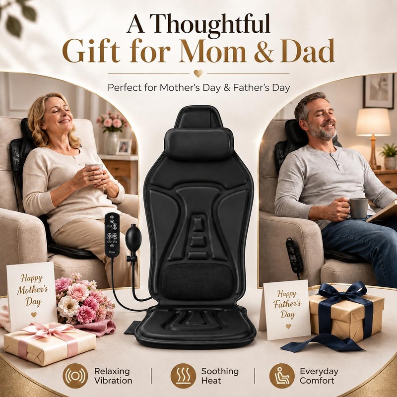 comrelax Vibrating Back Massager for Chair with Heat & Cooling,