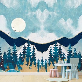 SIGNFORD Wall Mural, Nordic Style Nature Landscape Removable Wallpaper Wall Sticker for Bedroom Living Room - 100x144 inches